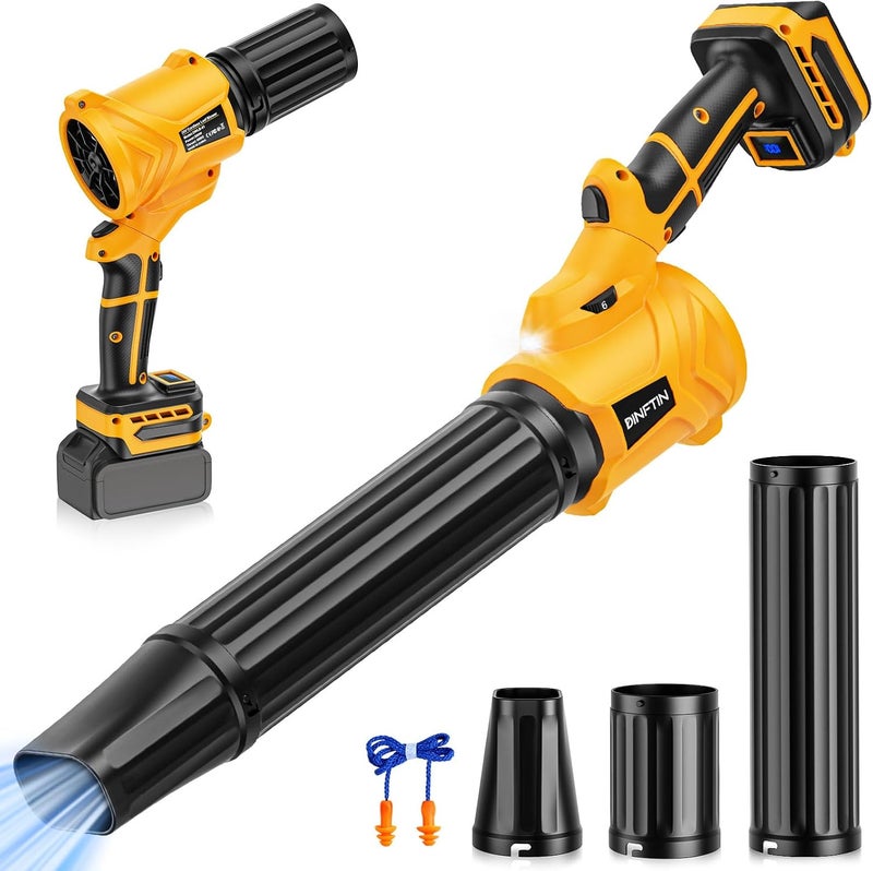 Dinftin 180° Rotatable Cordless Leaf Blower Compatible for DeWalt 20V Battery(Not Included), 90 MPH 6-Speed Handheld Blower with LED & Power Indicator, Extended Nozzle for Lawn, Garage, Car Cleaning - Image 1